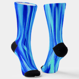 Blaue Socken mit Abstrakt gestrichener Wasserfarbe