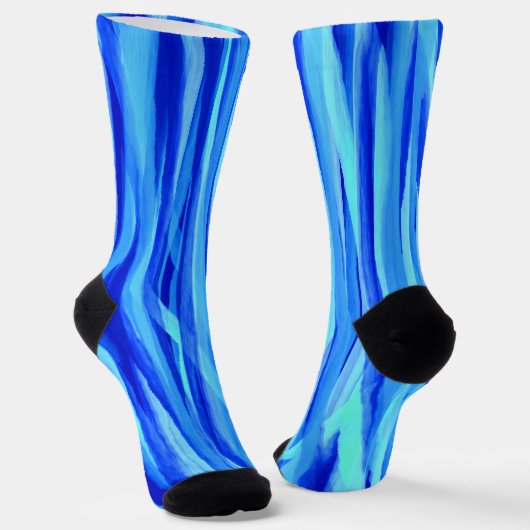 Blaue Socken mit Abstrakt gestrichener Wasserfarbe (Gewinkelt)