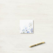 Blaue Sommerskizze Blume Post-it Klebezettel (Auf Schreibtisch)