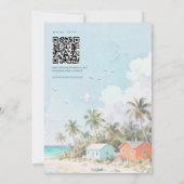Blaue Sommerstrand-Wasserfarbe QR-Code-Hochzeit Einladung (Rückseite)