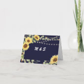 Blaue Sonnenblume Eukalyptus String Lights Hochzei Dankeskarte (Rückseite)