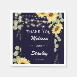 Blaue Sonnenblume Eukalyptus String Lights Hochzei Serviette