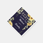 Blaue Sonnenblume Eukalyptus String Lights Hochzei Serviette (Ecke)