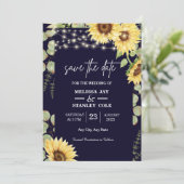 Blaue Sonnenblume Eukalyptus String Lights Save The Date (Stehend Vorderseite)