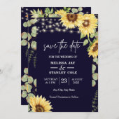 Blaue Sonnenblume Eukalyptus String Lights Save The Date (Vorne/Hinten)