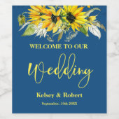 Blaue Sonnenblume Hochzeitsweinmarke Weinetikett (Einzelnes Label)