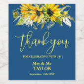 Blaue Sonnenblume Hochzeitsweinmarke Weinetikett (Einzelnes Label)