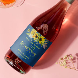 Blaue Sonnenblume Hochzeitsweinmarke Weinetikett