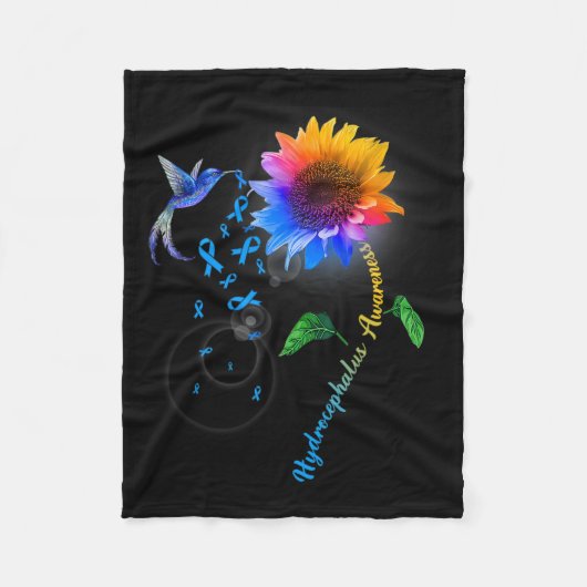 Blaue Sonnenblume Hummingbird Fleecedecke (Vorderseite)
