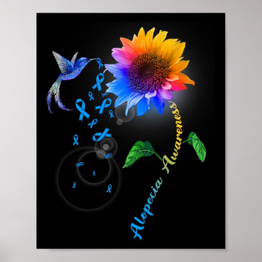 Blaue Sonnenblume Hummingbird Poster (Vorne)
