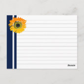 Blaue Sonnenblume Personalisierte Rezeptionskarten Postkarte (Rückseite)