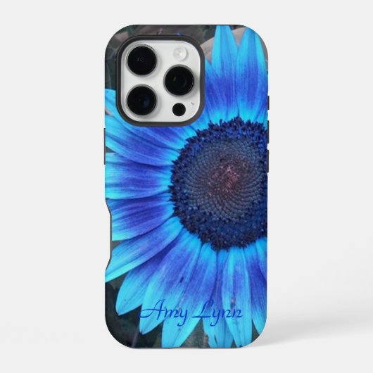 Blaue Sonnenblume *Personalize* iPhone Hülle (Rückseite)