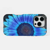Blaue Sonnenblume *Personalize* iPhone Hülle (Rückseite (Horizontal))
