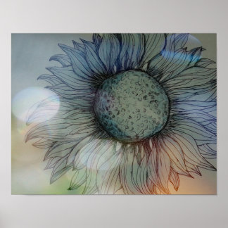 Blaue Sonnenblume Poster