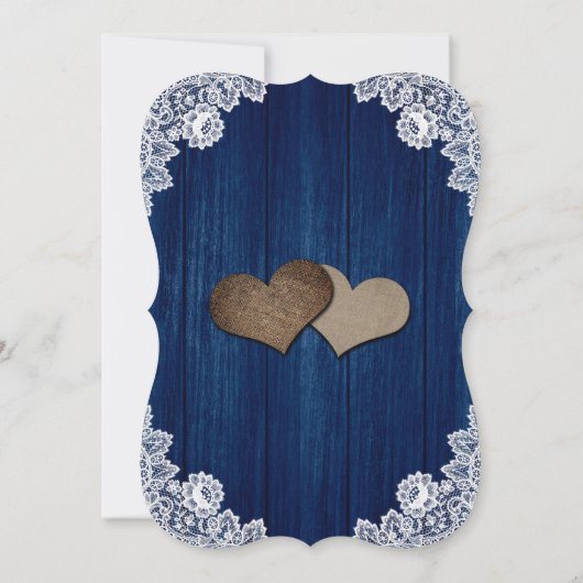 Blaue Sonnenblume Rustikale Hochzeit aus Holz Einladung (Rückseite)