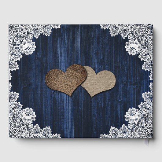 Blaue Sonnenblume Rustikale Hochzeit aus Holz Gästebuch (Rückseite)