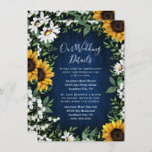 Blaue Sonnenblume Rustikale Hochzeit Begleitkarte (Vorne/Hinten)