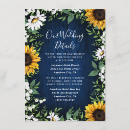 Blaue Sonnenblume Rustikale Hochzeit Begleitkarte