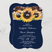 Blaue Sonnenblume Rustikale Hochzeit von Landwald Einladung (Vorne/Hinten)