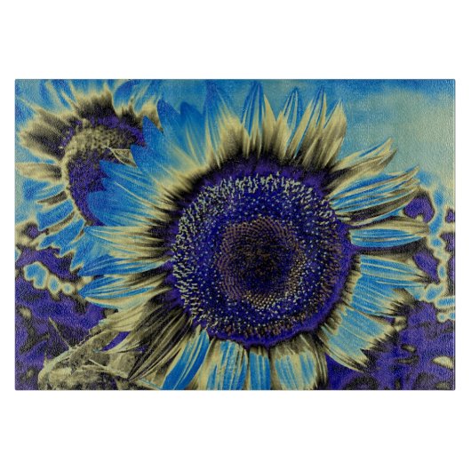 Blaue Sonnenblume Schneidebrett (Vorderseite)