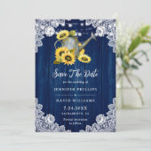 Blaue Sonnenblume Wasser kann Holz Blumenace Save The Date (Stehend Vorderseite)