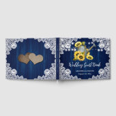 Blaue Sonnenblume Wasser kann Holz Spitzen Hochzei Gästebuch (Voll)