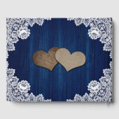 Blaue Sonnenblume Wasser kann Holz Spitzen Hochzei Gästebuch (Rückseite)