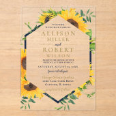 Blaue Sonnenblume Wasserfarbe Hochzeit rustikal Acryleinladungen (Vorderseite)