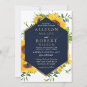 Blaue Sonnenblume Wasserfarbe Hochzeit rustikal Einladung (Vorderseite)