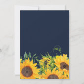 Blaue Sonnenblume Wasserfarbe Hochzeit rustikal Einladung (Rückseite)