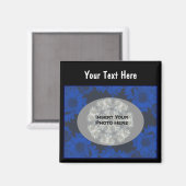 Blaue Sonnenblumen Design Blumenmuster Foto Magnet (Vorderseite/Rückseite)