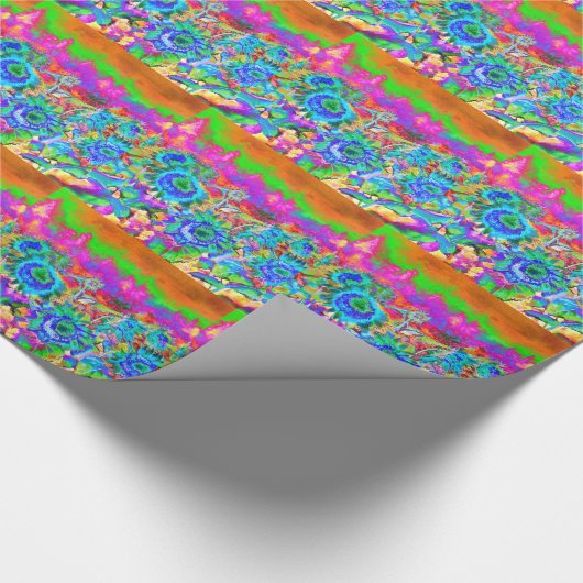 Blaue Sonnenblumen Geschenkpapier (Ecke)