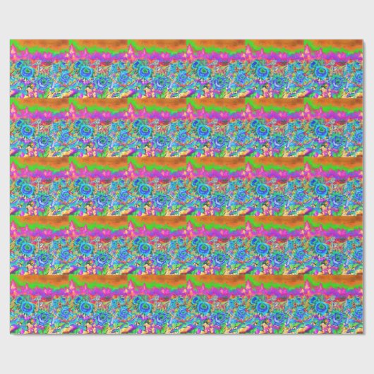 Blaue Sonnenblumen Geschenkpapier (Flach)