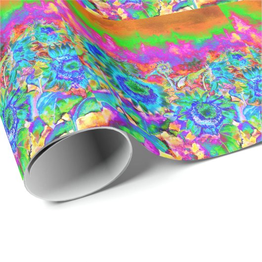 Blaue Sonnenblumen Geschenkpapier (Rolleneckpunkt)