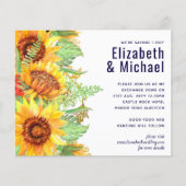 Blaue Sonnenblumen Hochzeitbudget (Vorderseite)