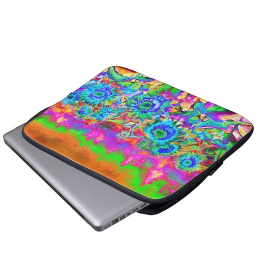 Blaue Sonnenblumen Laptopschutzhülle (Vorne Knopf)