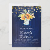 Blaue Sonnenblumen Rustikales Fall Brautparty Einladung (Vorderseite)