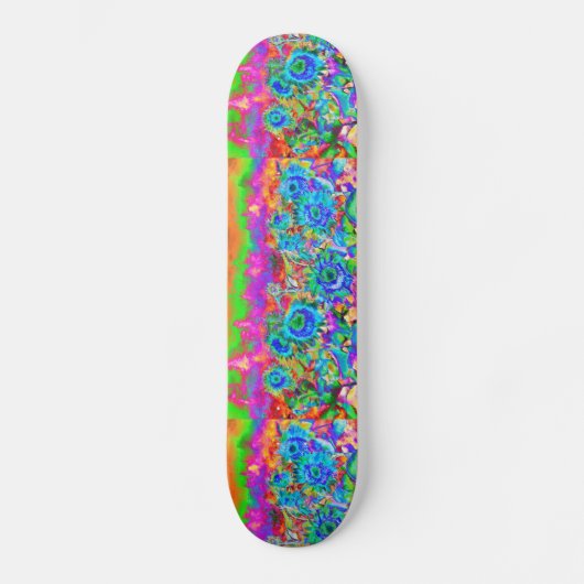 Blaue Sonnenblumen Skateboard (Vorderseite)