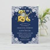 Blaue Sonnenblumen-Wasserpfeife kann Hochzeiten an Einladung (Stehend Vorderseite)