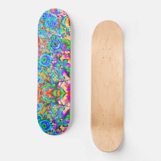 Blaue Sonnenblumenfelder für immer Skateboard (Vorderseite)