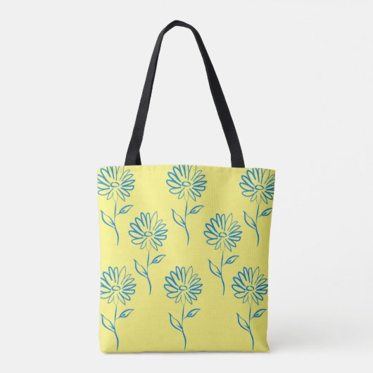 Blaue Sonnenblumenmuster Tasche (Rückseite)