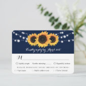 Blaue Sonnenblumensaite Lights - Auswahl RSVP Karte (Stehend Vorderseite)
