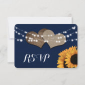 Blaue Sonnenblumensaite Lights - Auswahl RSVP Karte (Rückseite)