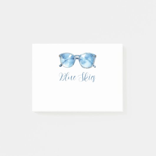 Blaue Sonnenbrille Post-it Klebezettel (Vorderseite)