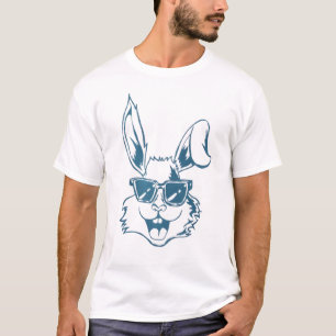 Blaue Sonnenbrillen-Hasen-Linienkunst T-Shirt