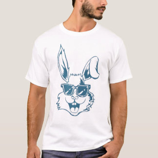 Blaue Sonnenbrillen-Hasen-Linienkunst T-Shirt