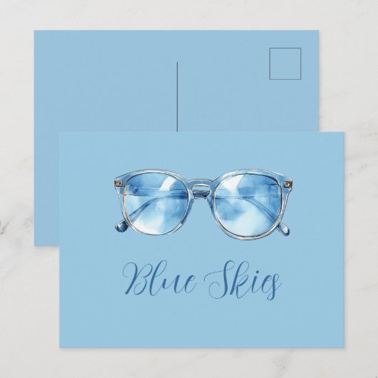 Blaue Sonnenbrillen Postkarte (Vorne/Hinten)