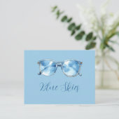 Blaue Sonnenbrillen Postkarte (Stehend Vorderseite)