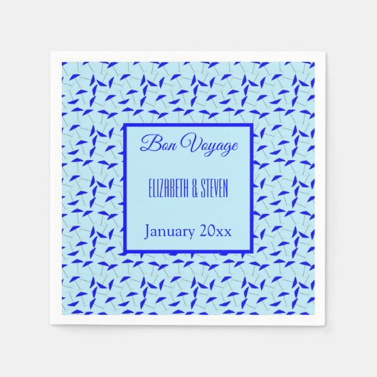 Blaue Sonnenschirme Muster Bon Voyage Serviette (Vorderseite)