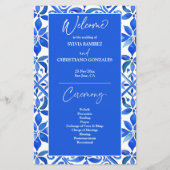 Blaue spanische Talavera-Fliesen Hochzeitsprogramm (Vorderseite)